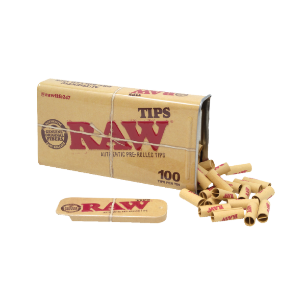 Raw Tip Filter / Pre Rolled Tips in Tin 100 Pack